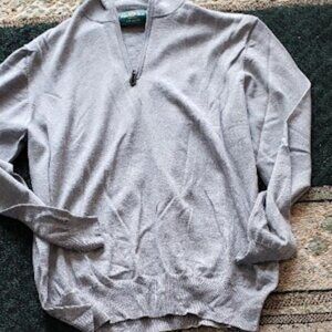 Alan Paine 100% Merino Wool Light Grey Quarter Zip Sweater fpr Men